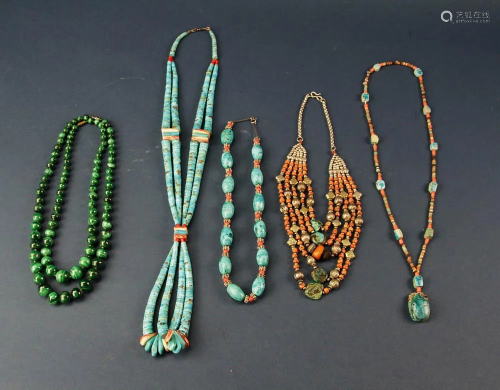 Turquoise and Malachite Necklaces