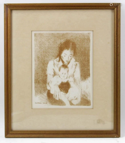 Raphael Soyer, Mother and Child Lithograph