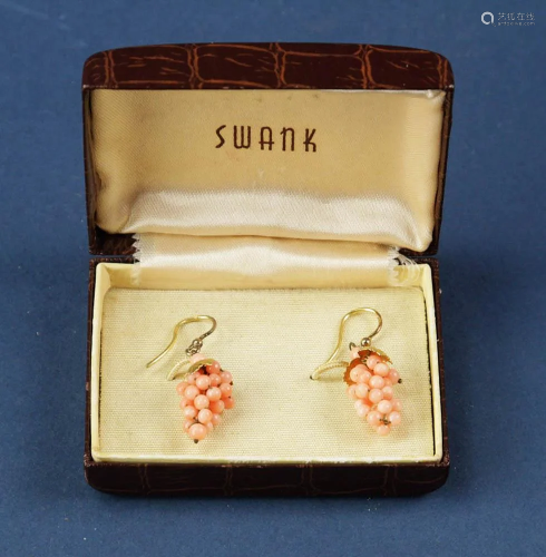 Antique Coral and Gold Earrings