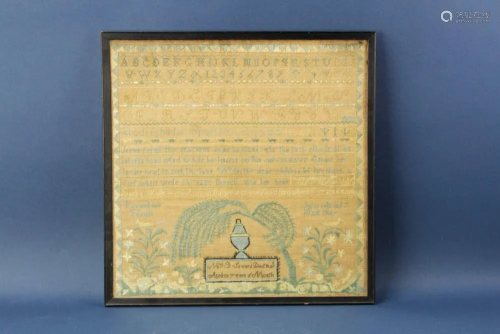 Sampler Weeping Willow Dated 1829