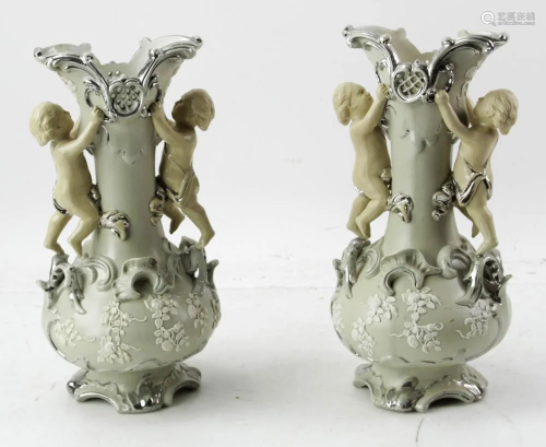 Pair of Villeroy and Boch Pate-sur-Pate Vases