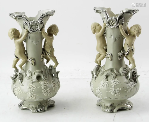 Pair of Villeroy and Boch Pate-sur-Pate Vases