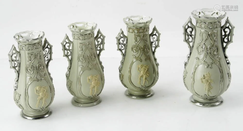 Four Villeroy and Boch Pate-sur-Pate Vases