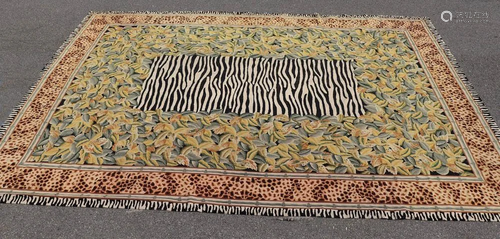 Zebra/Floral Needlepoint Rug