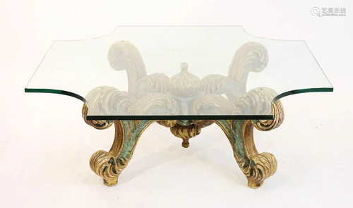 Mid-century Italian Glass Top Coffee Table