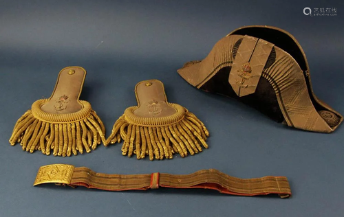 Austrian Naval Officers Hat, Epaulets, Belt