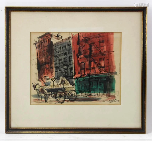 Robert Freiman, East 54th Street, Watercolor