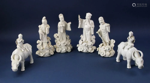 Chinese Blanc-de-Chine Porcelain Figures