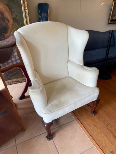 Queen Anne-style Upholstered Wing Chair
