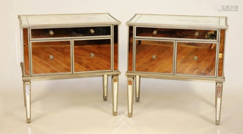 Pair of Hollywood Regency-Style Mirrored Tables