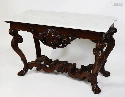 Continental Rococo-Style Marble Top Foyer Table