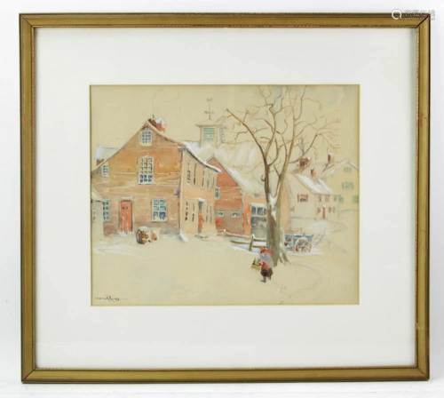 Charles R. Knapp, Winter Scene, Watercolor