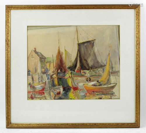 Charles R. Knapp, Harbor Scene, Watercolor