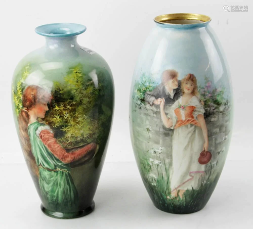 Willets Belleek Hand-Painted Vases, Signed