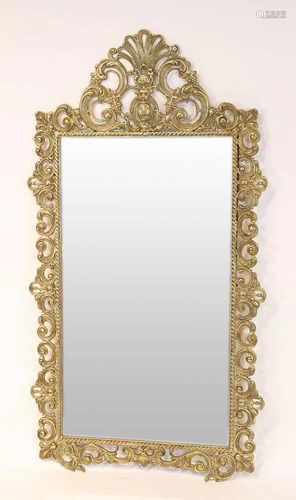 Rococo-Style Brass Mirror