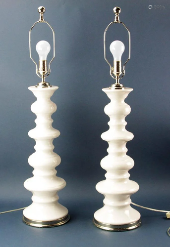 Two Contemporary White Porcelain Lamps