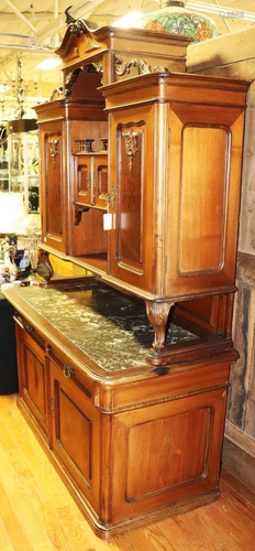 Victorian Renaissance Revival Marble Top Sideboard