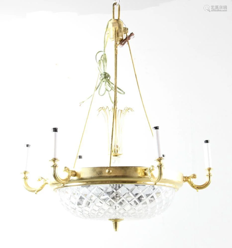 Fine Brass and Crystal Chandelier