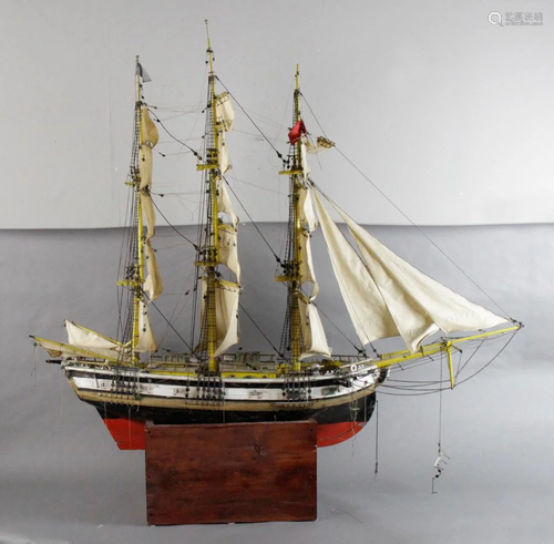 Antique Ship Model on Wood Stand