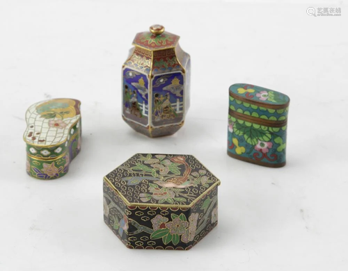 Group of Asian Cloisonne Boxes, Bottles, Jars