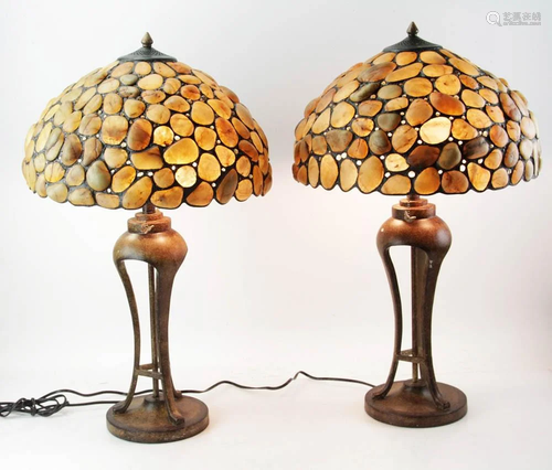 Pair of Composition Table Lamps, Color Creations