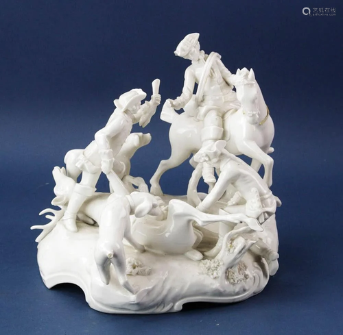 German Porcelain Figural Hunting Scene