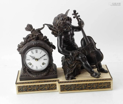 Imperio Spanish Made Mantel Clock with Cherub