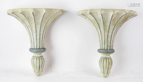 Pair of Italian Blue and White Wall Sconces