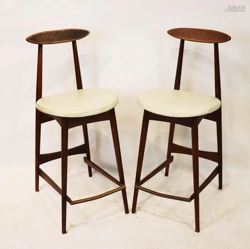 Pair of Scandinavian Teakwood Bar Stools