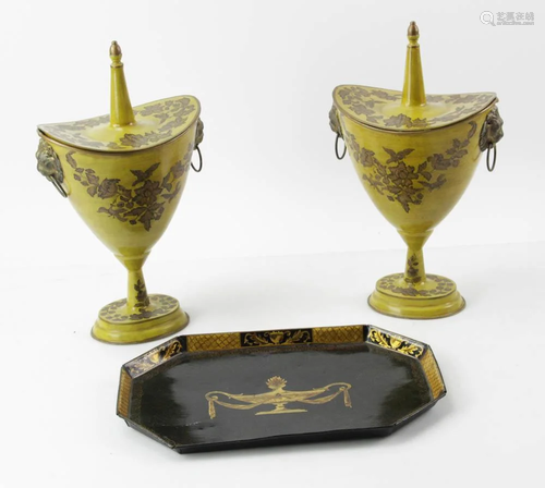 Toleware Urns and Tray