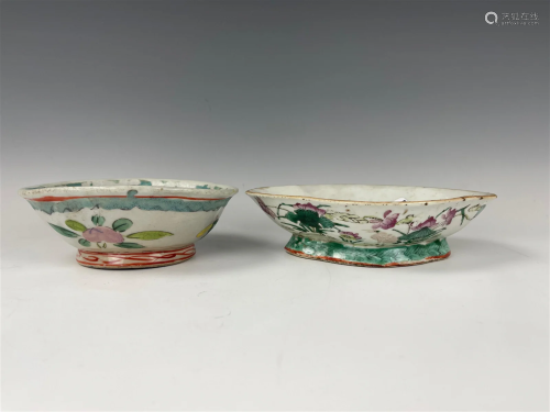 Two Antique Famille Rose Porcelain Bowls