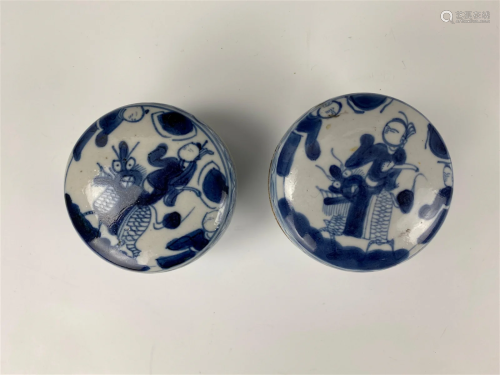 Two Chinese Blue and White Porcelain Boxes