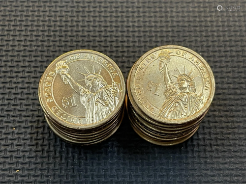 Twenty US 1 Dollar Coins