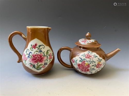 Chinese antique porcelain tea pot and pitcher