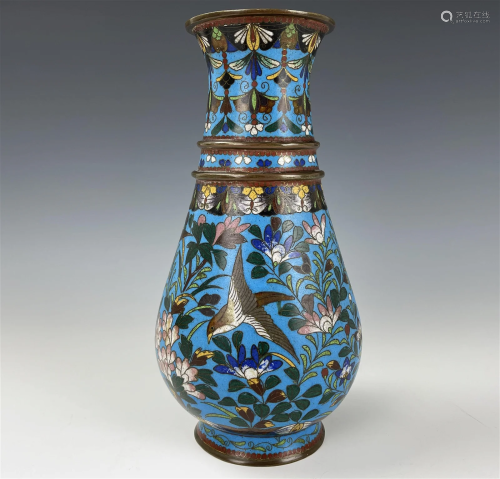 A Chinese Cloisonne Enamel and Brass Vase
