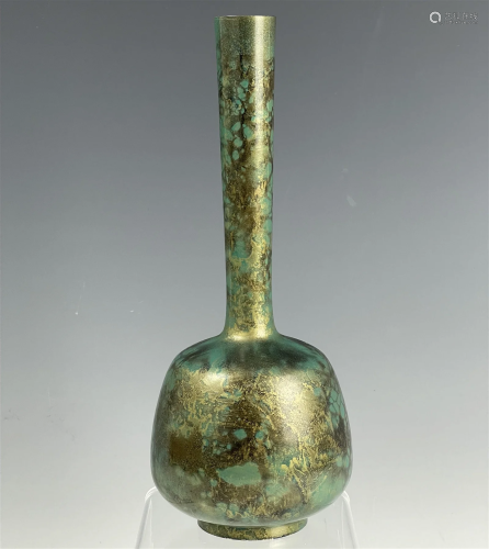 A Japanese Long Neck Bronze Vase Marked