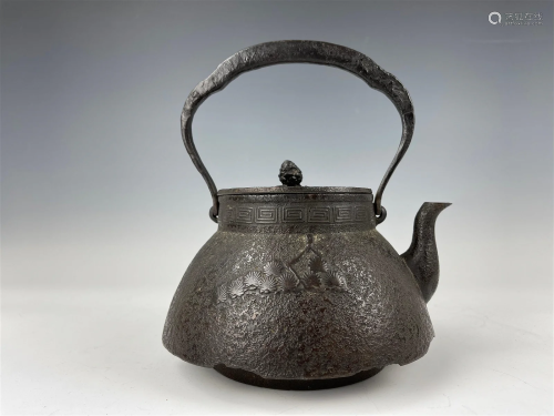 Antique Japanese Cast Iron Tea Pot Marked