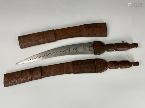 Two Antique Swords with Leather Scabbard