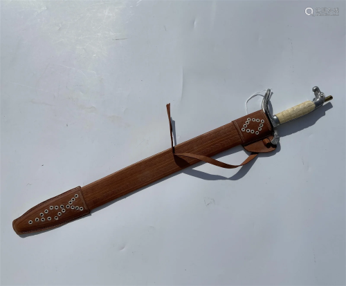 Vintage Eagle Handle Sword with Leather Scabbard