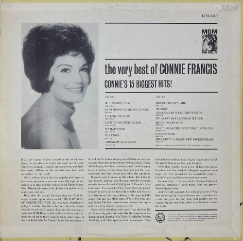 The Very Best of Connie Francis Connies 15 Biggest Hits
