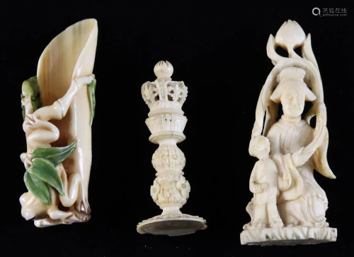 Collection of Three Chinese Bone Carvings