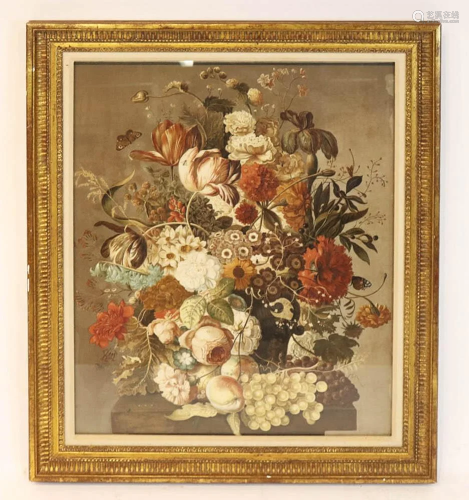 Dutch Floral Print, Custom Framed