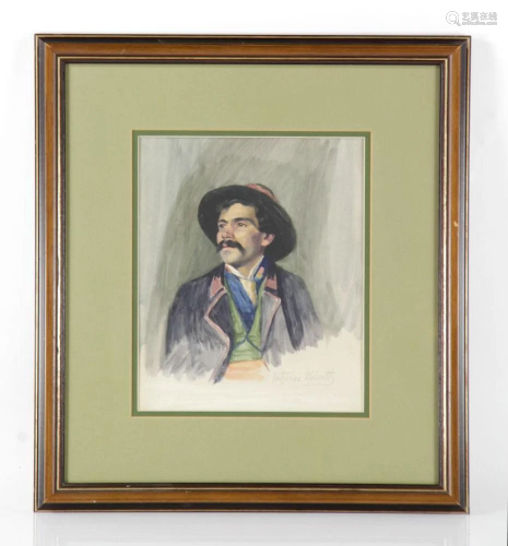 Wolcott, Portrait of a Man, Watercolor