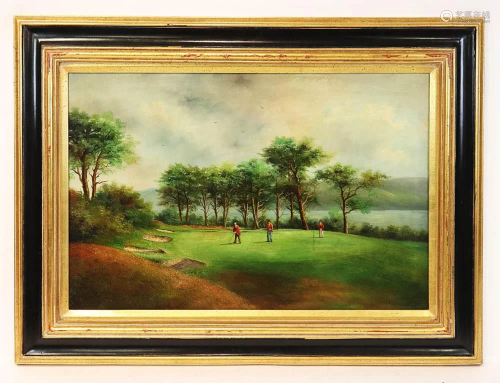 Gentleman Golfer on the Green, Oil on Canvas