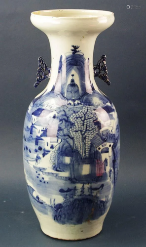 Antique Chinese Blue and White Temple Vase