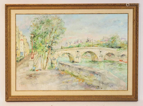 L. Rosan, Paris, Le Pont Marie, Oil on Canvas