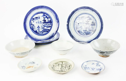 Group of Chinese Blue and White Dishes