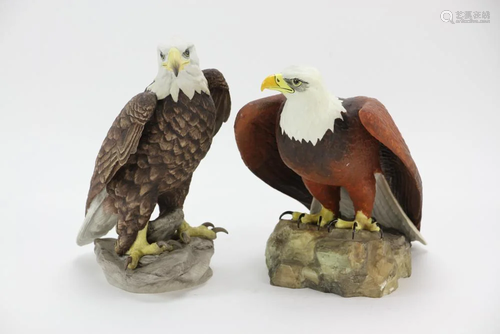 Two Matte Porcelain American Bald Eagles