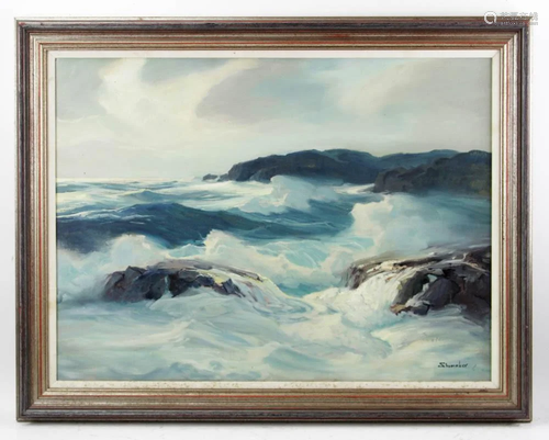 Philip Shumaker, Seascape, Oil on Board