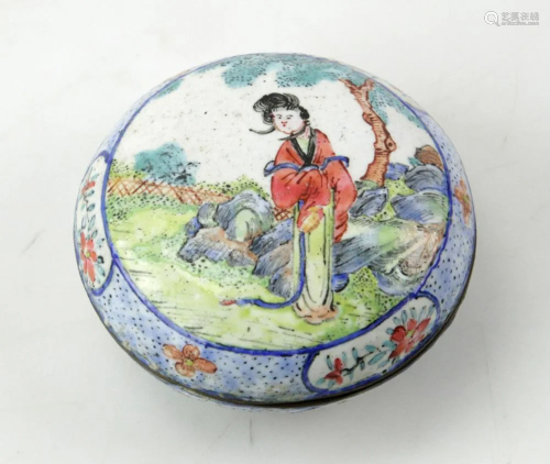 18thC Chinese Enameled Coral Box